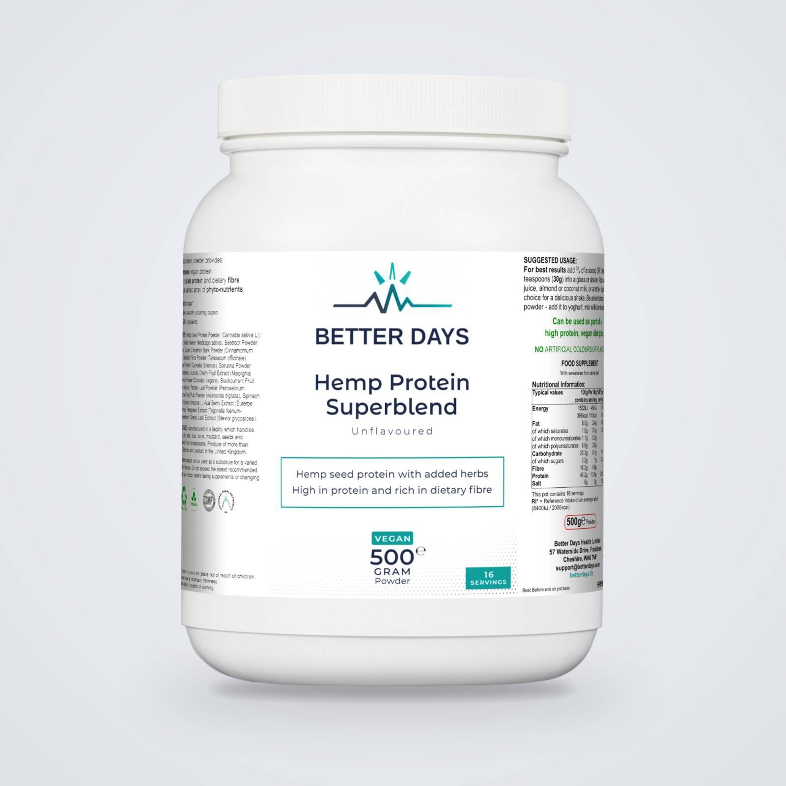 Hemp Protein Superblend – Unflavoured supplement, Better Days