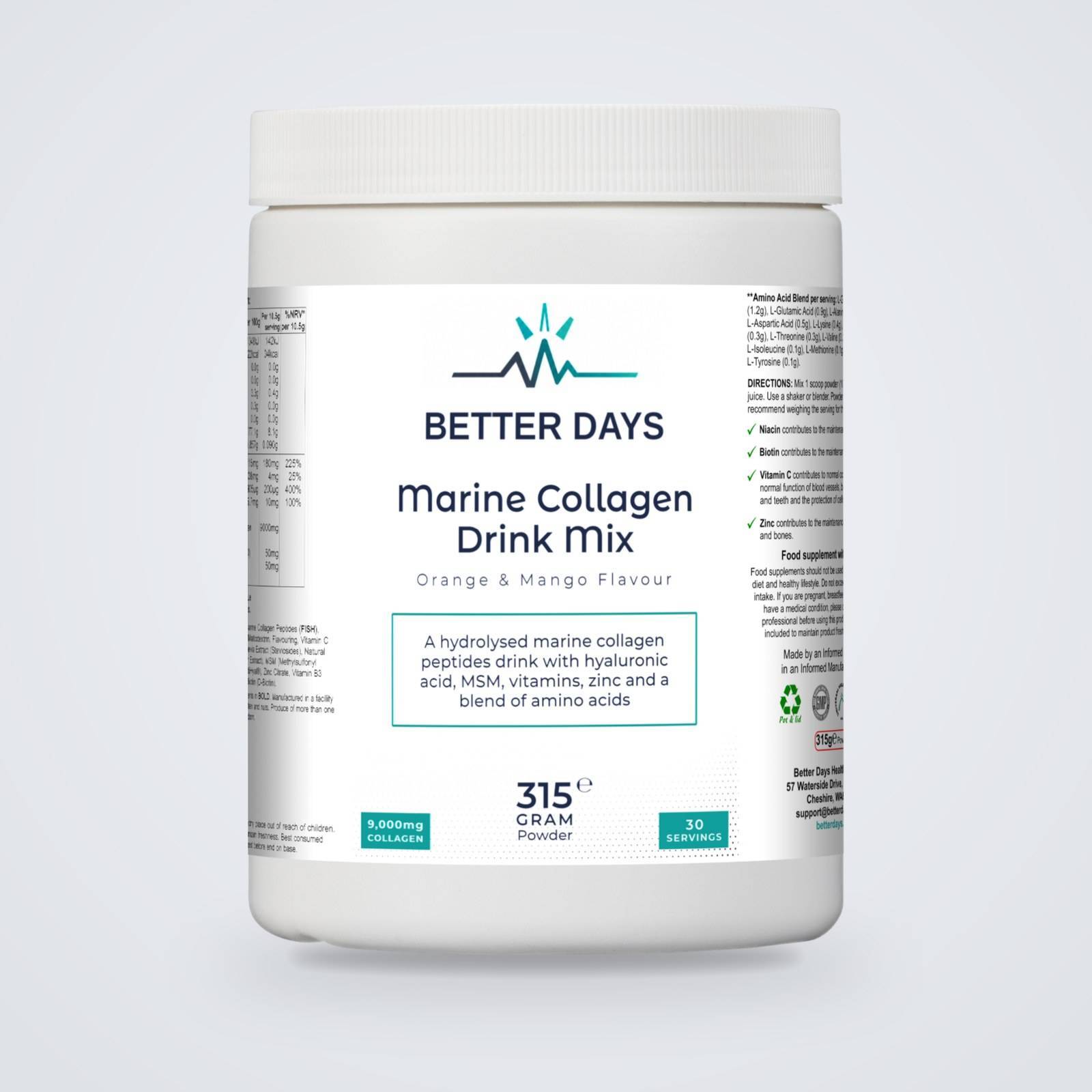 Marine Collagen Drink Mix – Orange & Mango Flavour supplement, Better Days