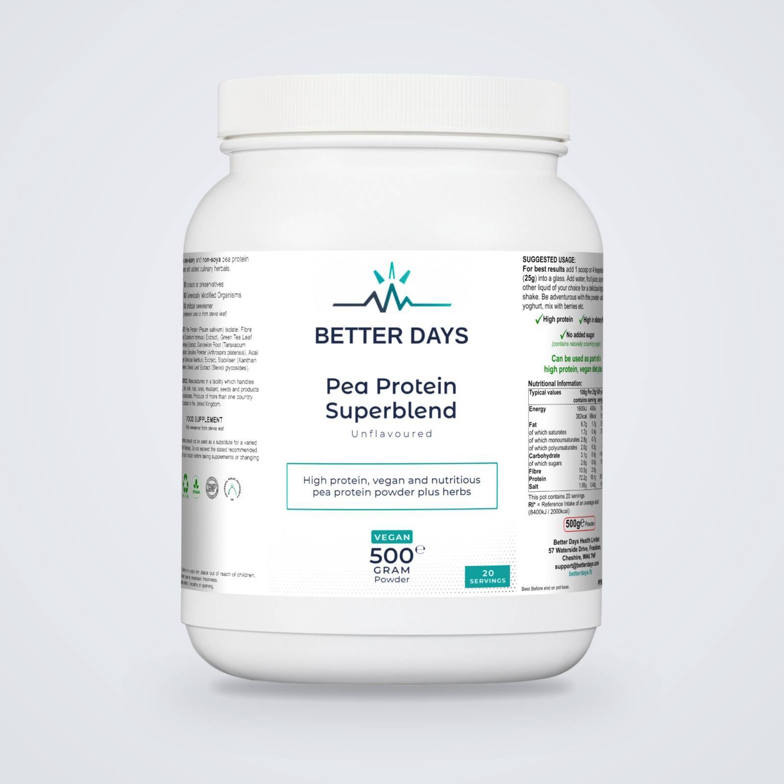 Pea Protein Superblend – Unflavoured supplement, Better Days