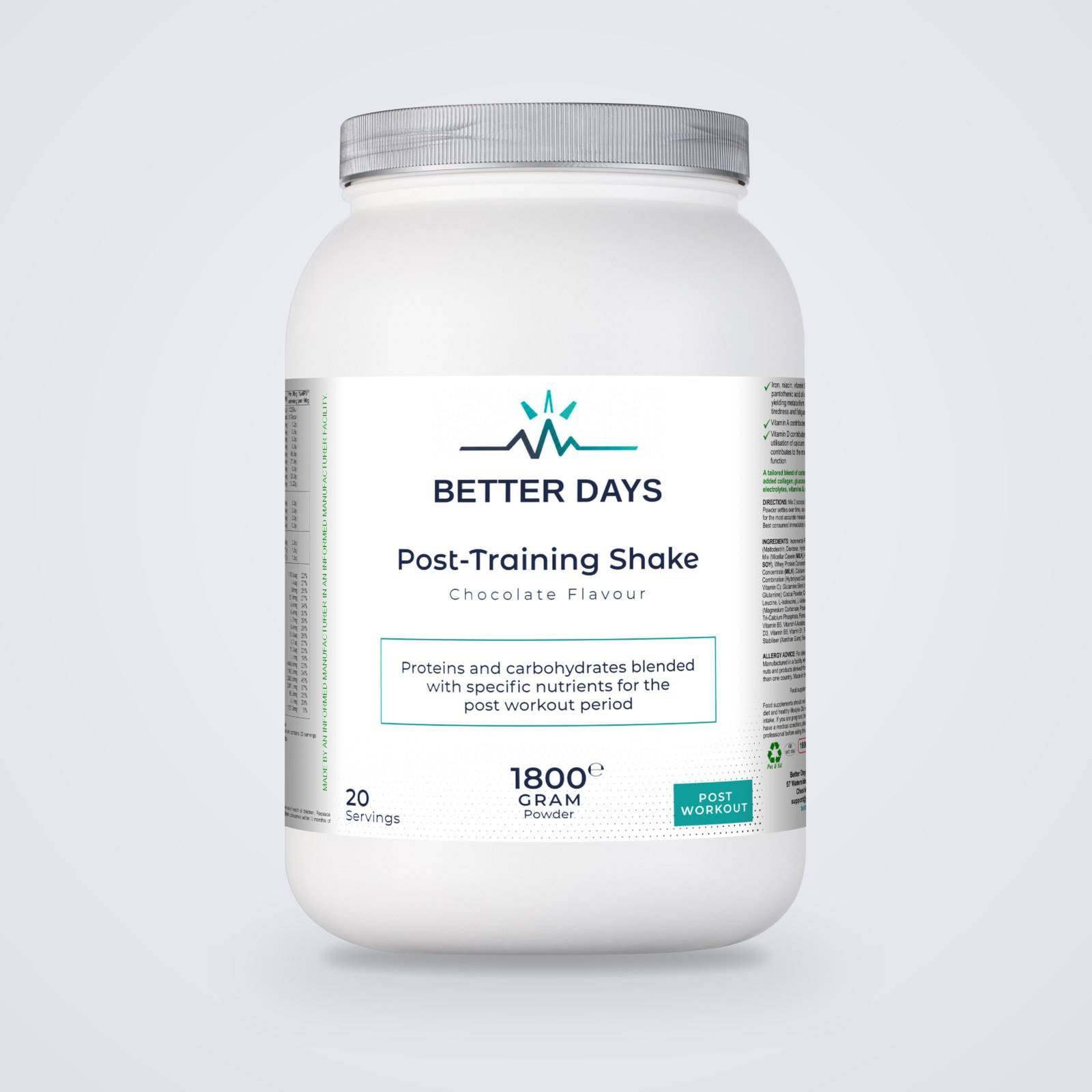 Post-Training Shake – Chocolate Flavour supplement, Better Days